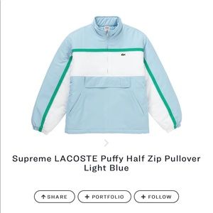 Supreme LACOSTE Puffy Half Zip Pullover Light Blue